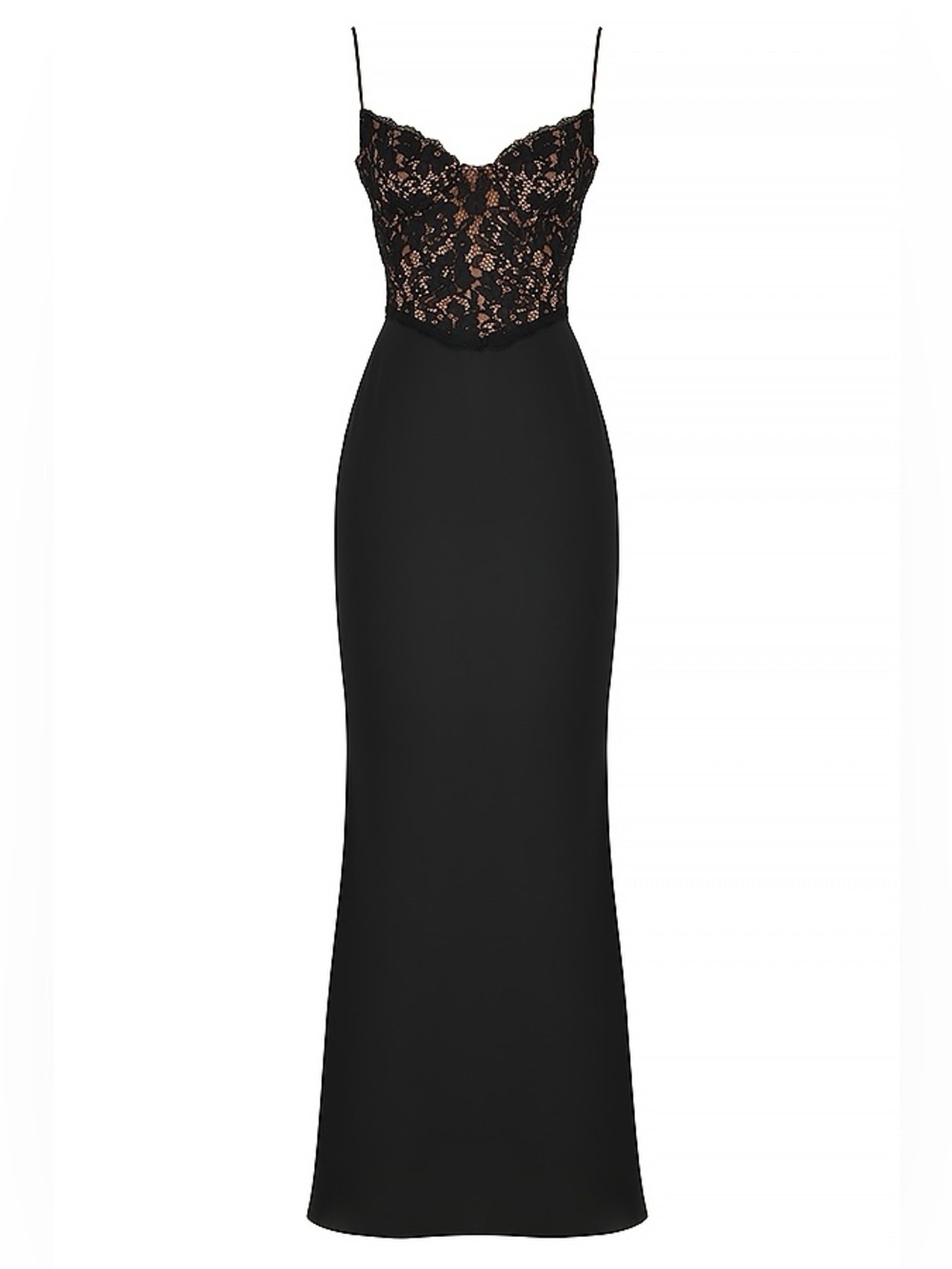House of CB Cara Black Lace Corset Maxi Dress - Size Medium - Plus Cup